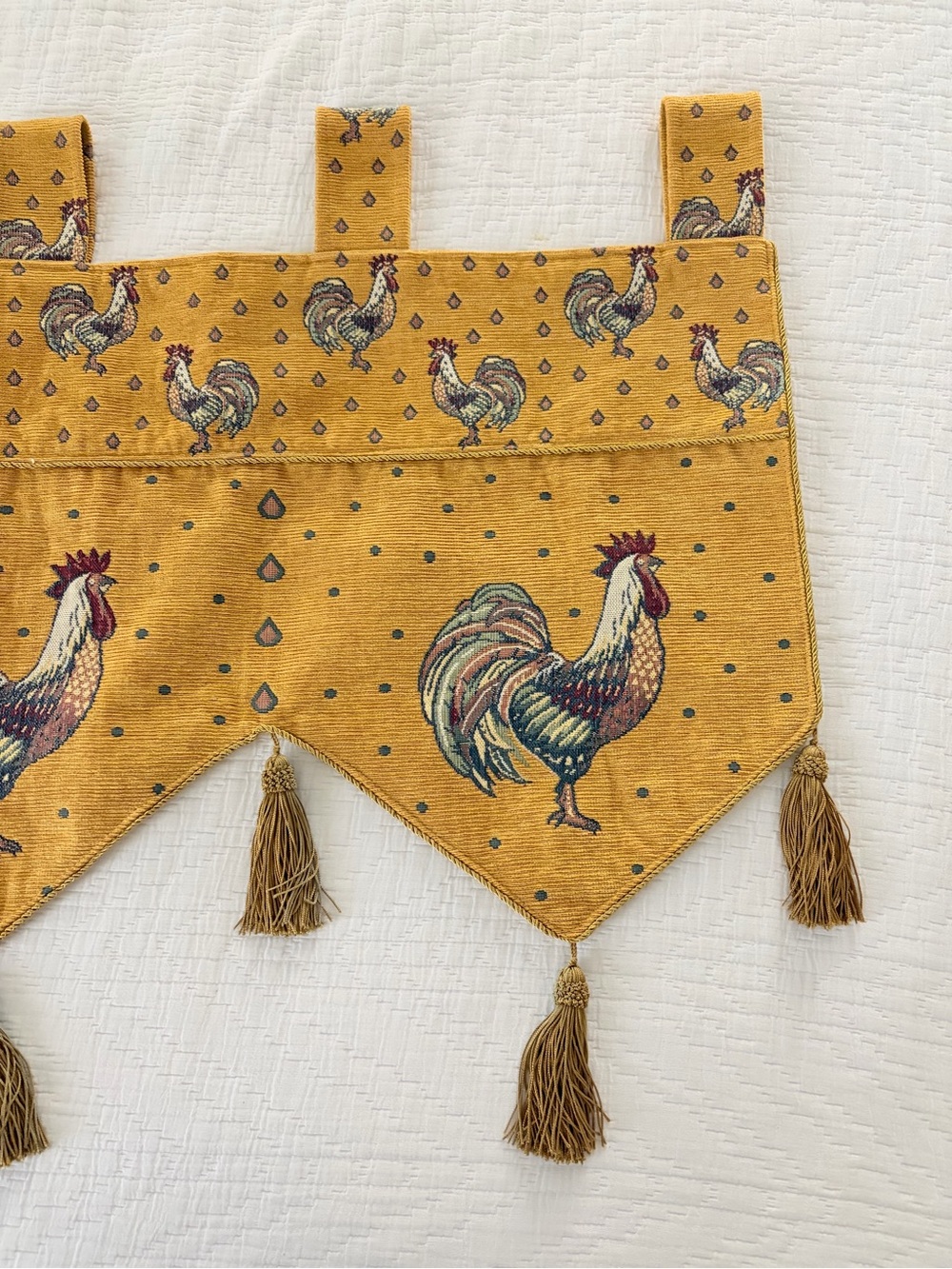 Rooster Tassel Valance in Mustard Yellow
